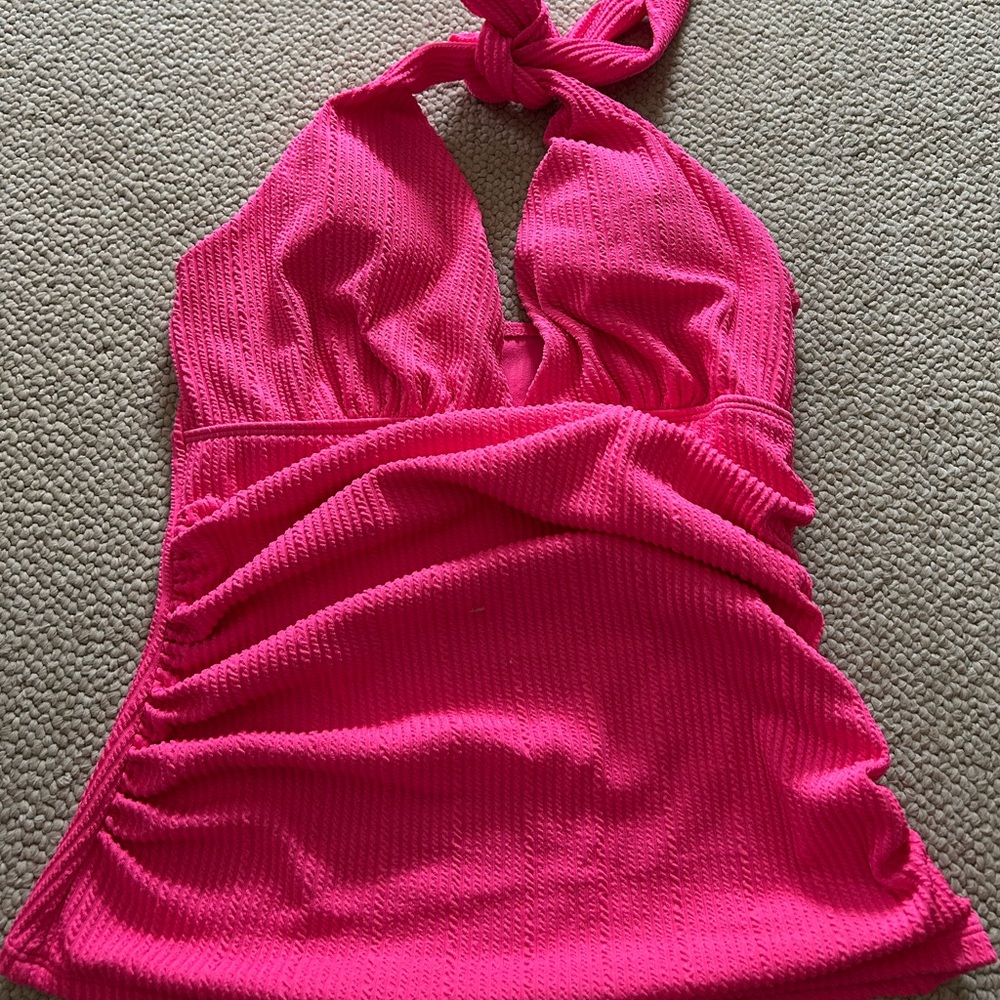 Bright Pink Halter Swimsuit